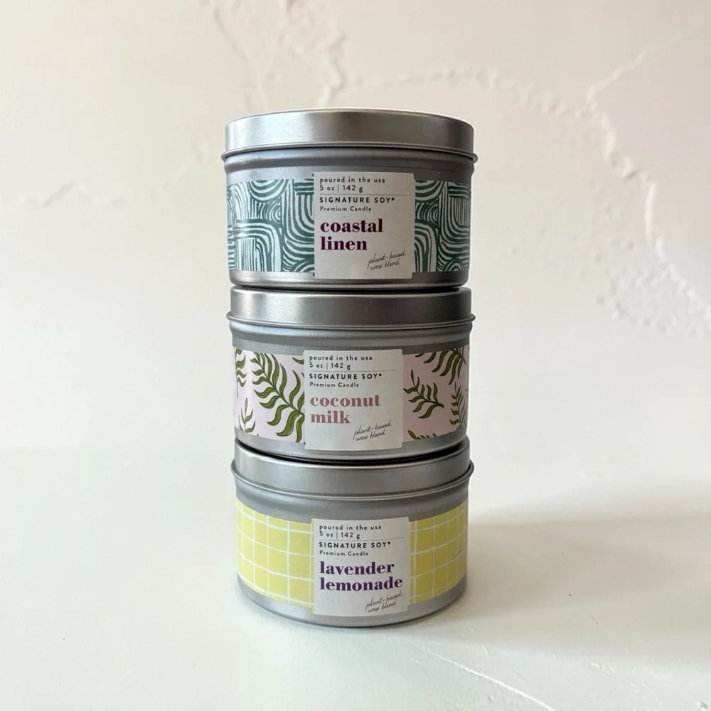 Illume Set of 3 Tin Candles 5 oz Signature Soy NEW